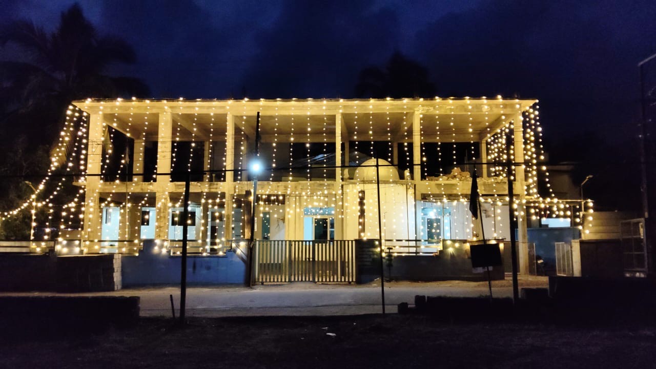 Ainul Huda campus illuminated at night